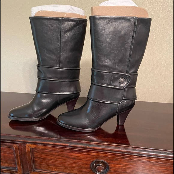 Frye Leather Mid-Calf Boots Black Size 7M - Picture 1 of 10